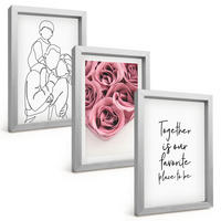 BILDER SET 3er Set - 20x30 cm Silberner Rahmen - Rosensträuße als Familienzeichnung - Silberfarben, Kunststoff (20/30cm) - TULUP