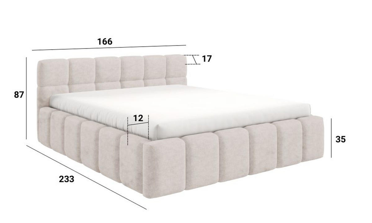 POLSTERBETT NUBO Premium 140x200 cm mit Bettkasten – PERFECT HARMONY 80 - Hellgrau, Holz (140/200cm) - Dekori_Interiors