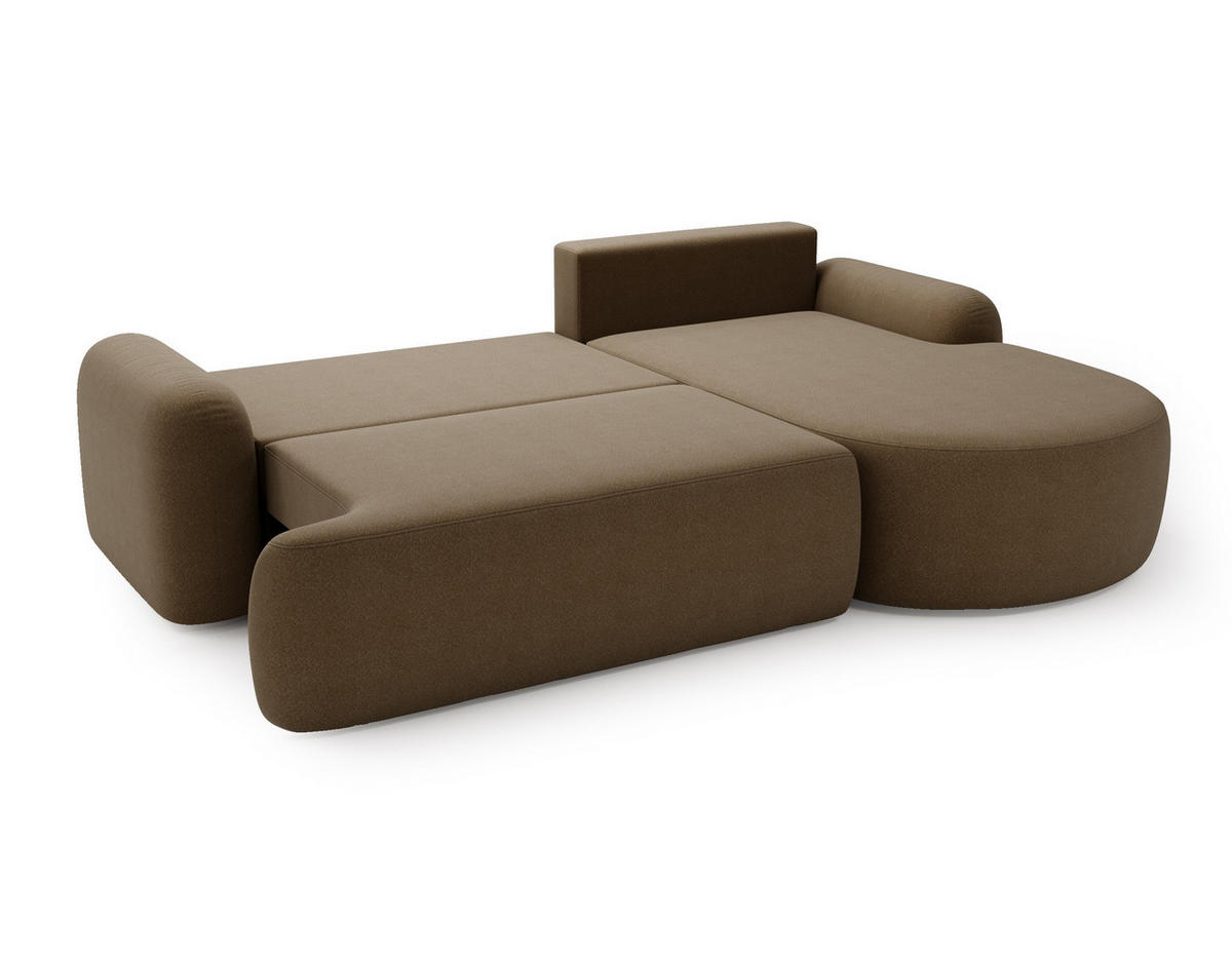 ECKSOFA Cloudy Braun, Sofa aus Boucle-Stoff mit Kissen, rechte seite - Braun, Holzwerkstoff/Textil (261/177cm) - Bettso