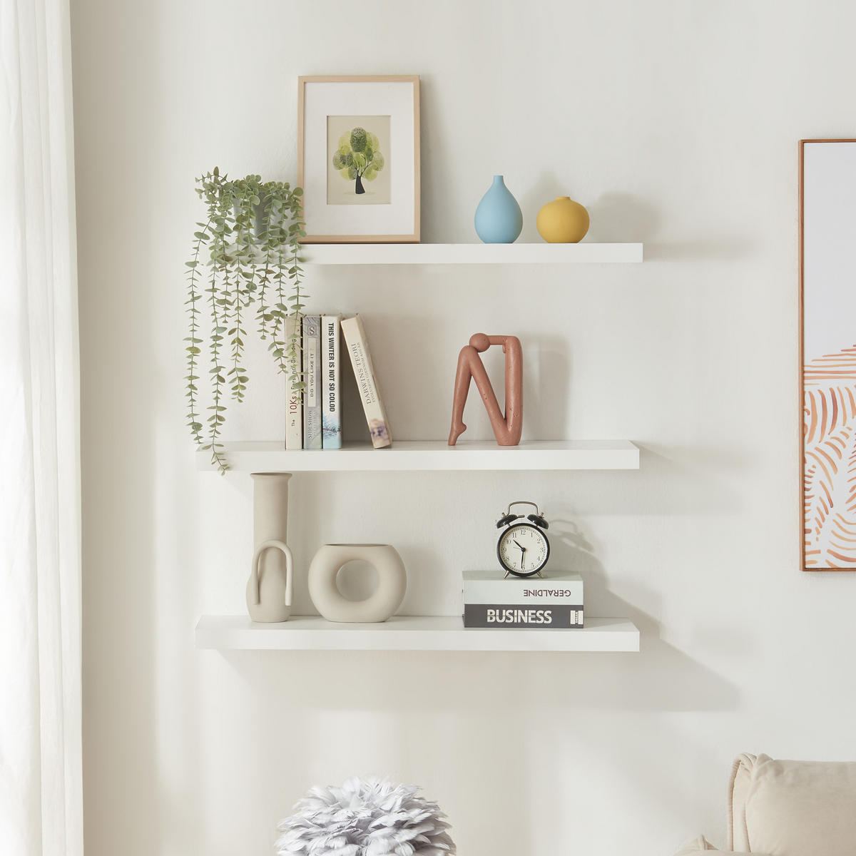 WANDREGAL-SET 3 TLG. Stranda - Weiß, Holzwerkstoff/Metall (20/4/80cm) - [en.casa]