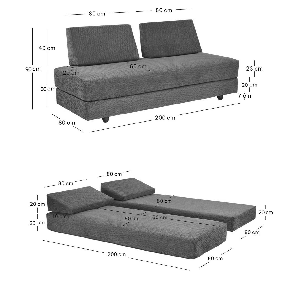 SCHLAFSOFA Stoff Grün - Grün, Textil (200/90/80cm) - Nordlys