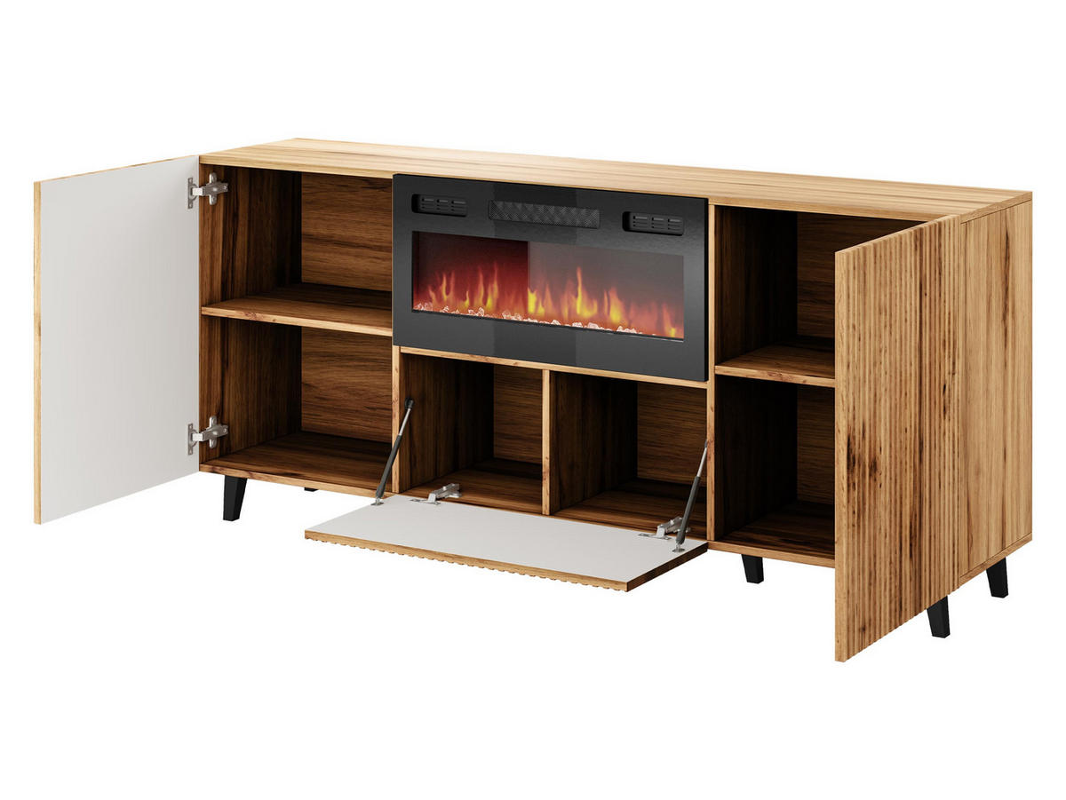 KOMMODE Vamos 180 mit Kamin - Schwarz/Braun, Holzwerkstoff/Kunststoff (181/82/42cm) - MIRJAN24