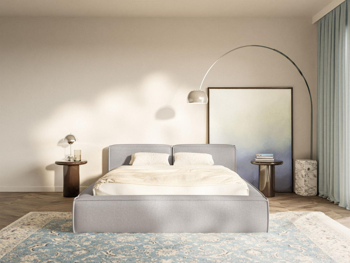 POLSTERBETT Tilves Slim Hellgrau 160x200 cm - Hellgrau/Schwarz, Kunststoff/Textil (160/200cm) - Selsey