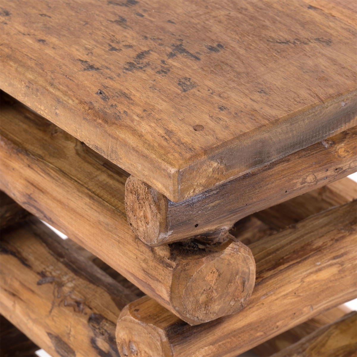 HOCKER BLOCK 38 Teak Recyclingholz massiv 08 honigfarben gewachst - Honig, Holz (30/39/30cm) - DESIGN DELIGHTS