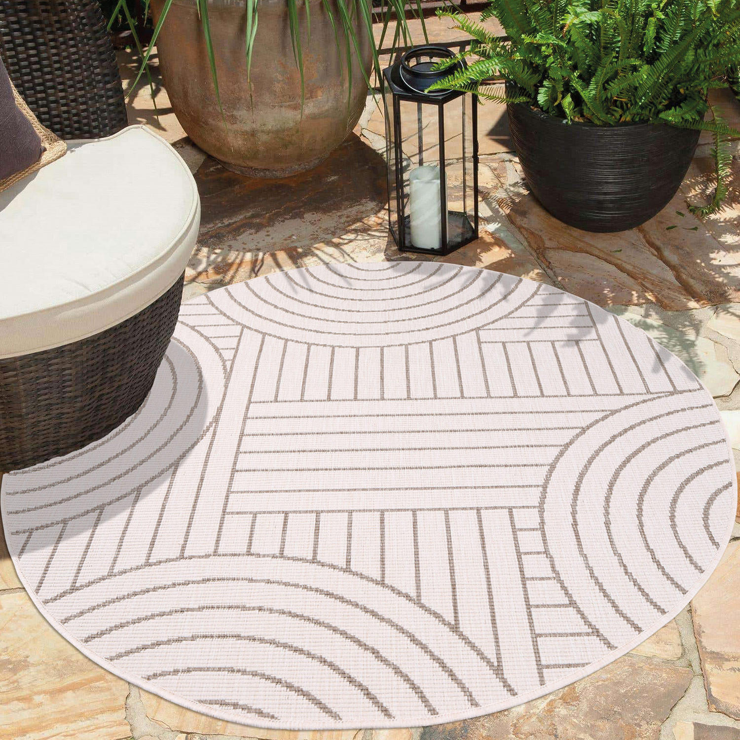 OUTDOOR-TEPPICH DuoRug 5842 Creme 160x160 cm - Beige, Textil (160/160cm) - carpet city