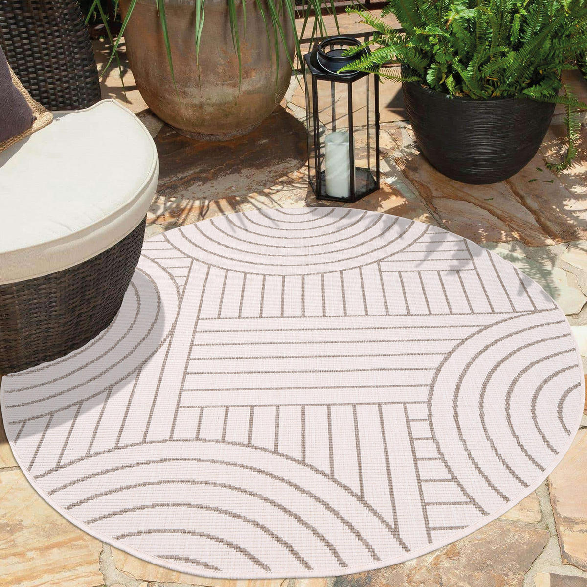 OUTDOOR-TEPPICH DuoRug 5842 Creme 160x160 cm - Beige, Textil (160/160cm) - carpet city