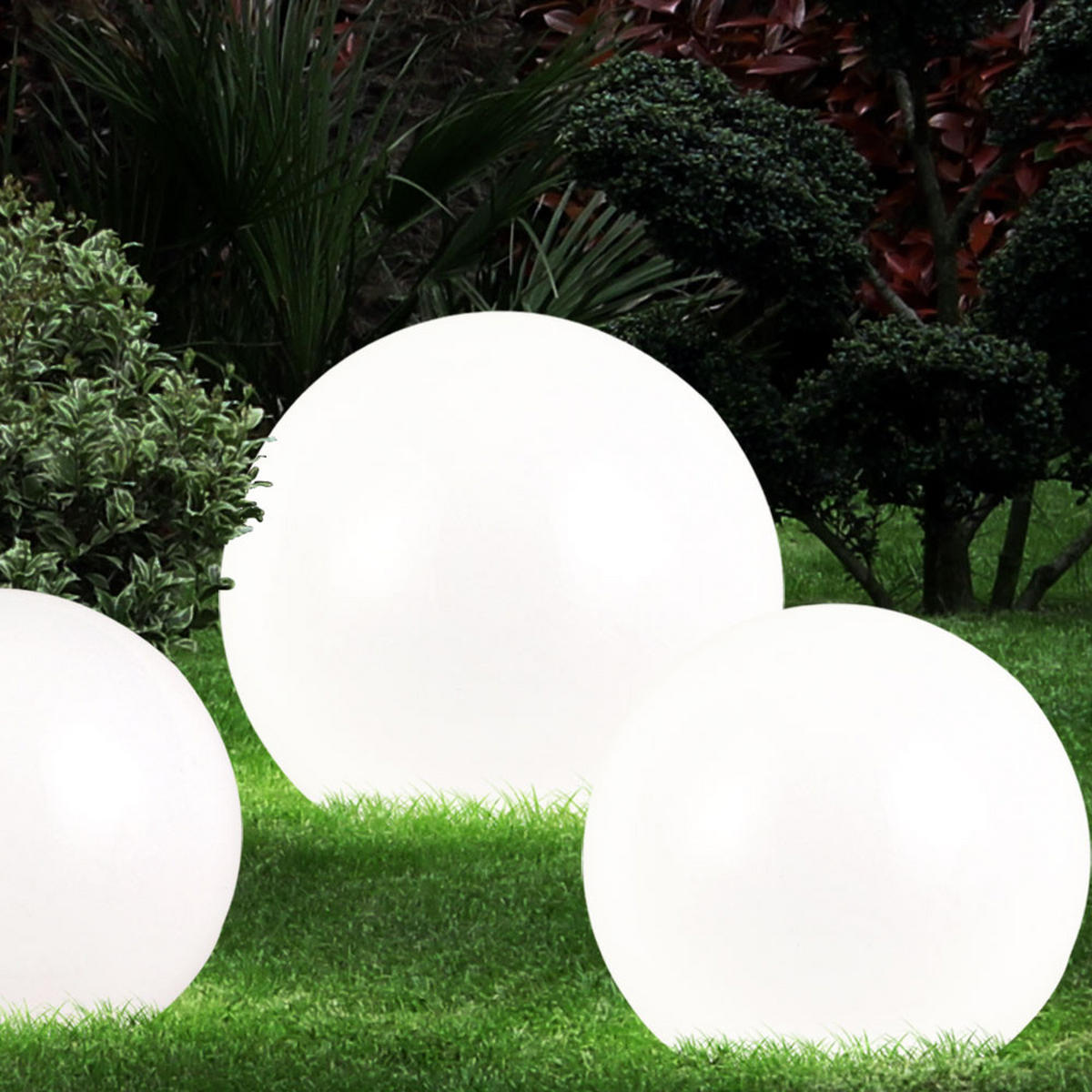 LED AUSSENLEUCHTE Kugel Design Weiß 3er Set - Weiß, Kunststoff (15/15/43cm)