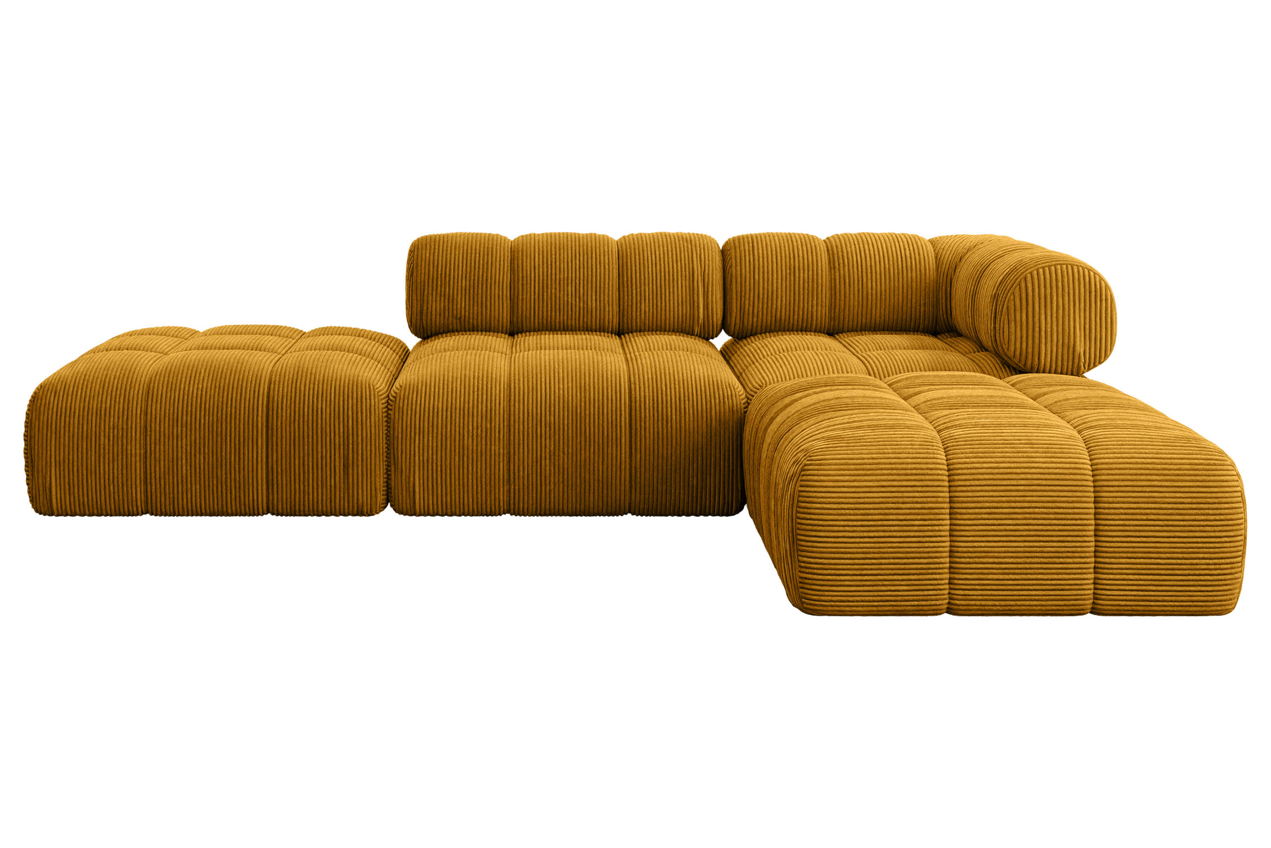 ECKSOFA modulares Sofa Kerru-L1 - 285x190x70 cm Senfgelb Cord - Currygelb, Holzwerkstoff/Textil (285/190cm) - ALTDECOR