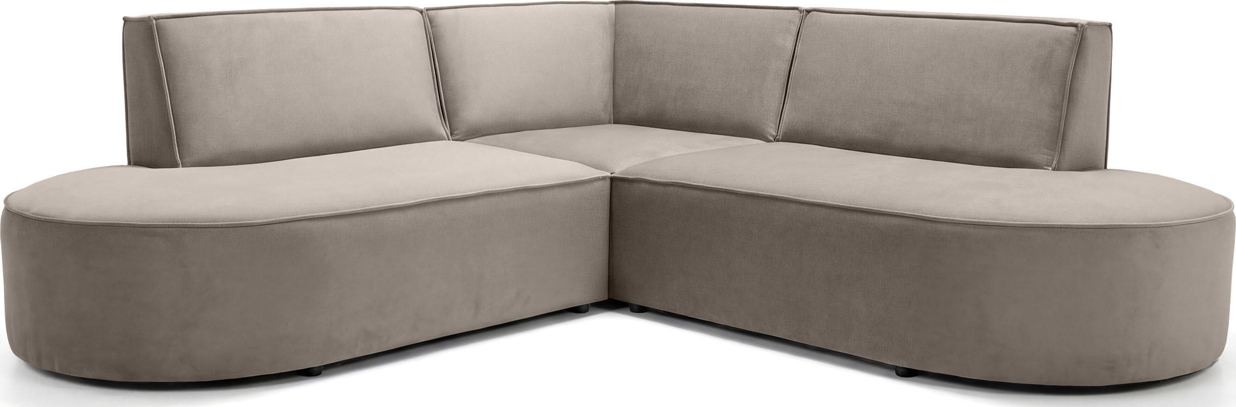 ECKSOFA Nora L-Form 3-Sitzer Universell, Samt, Taupe 223/73/223 cm - Taupe/Schwarz, Kunststoff/Textil (223/223cm) - WFL GROUP