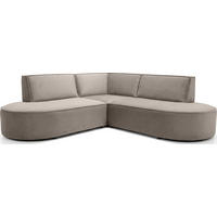 ECKSOFA Nora L-Form 3-Sitzer Universell, Samt, Taupe 223/73/223 cm - Taupe/Schwarz, Kunststoff/Textil (223/223cm) - WFL GROUP