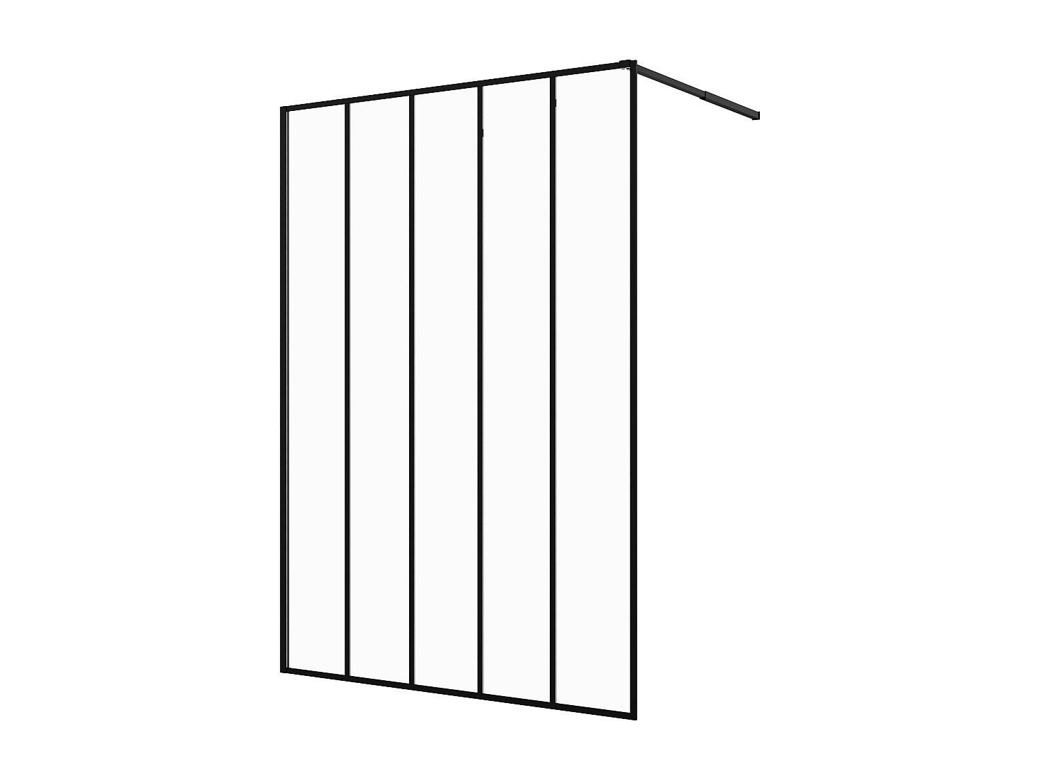 DUSCHTRENNWAND Seitenwand italienische Dusche - Industrial Style - Schwarz matt - 140 x 200 cm - ATALIA II - Schwarz, Metall (140/200cm) - Vente-Unique