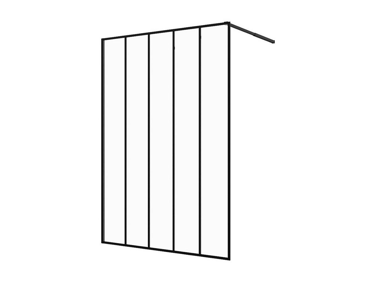 DUSCHTRENNWAND Seitenwand italienische Dusche - Industrial Style - Schwarz matt - 140 x 200 cm - ATALIA II - Schwarz, Metall (140/200cm) - Vente-Unique