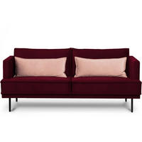 3-SITZER-SOFA GANZO 2 Kissen inklusive, Velours-Stoff, rot - Rot/Schwarz, Textil/Metall (193/84/92cm) - KONSIMO®