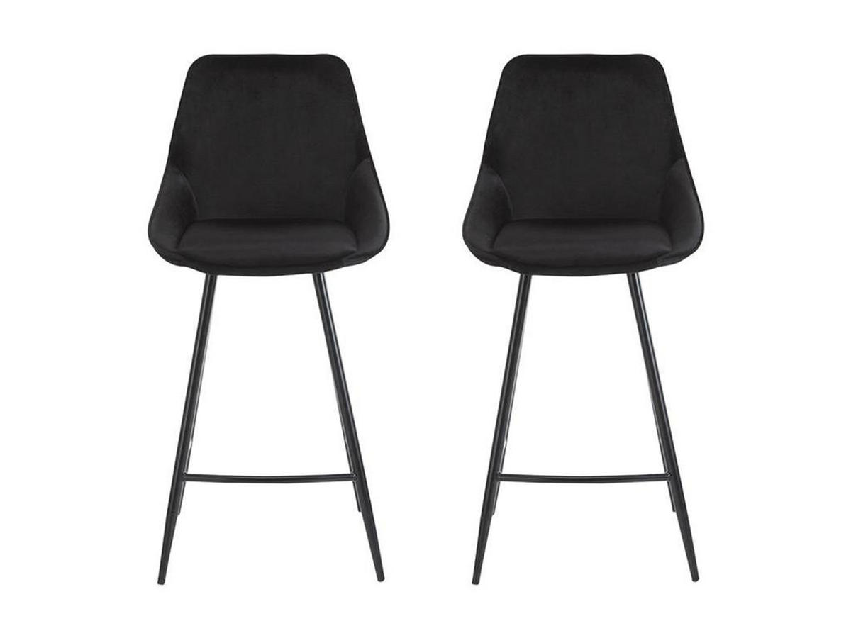 BARHOCKER 2er-Set - Samt - Schwarz - MASURIE - Schwarz, Textil (51/99/48cm) - Vente-Unique