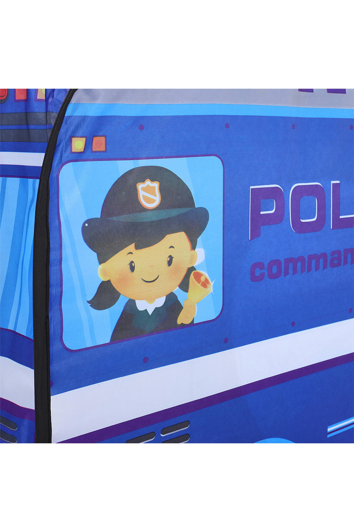 KINDERZELT Polizeiauto-Motiv Polyester Blau Faltbar Fördert die Kreativität Geräumiger Innenraum 115 x 75 x 70 cm - Blau, Kunststoff (115/75cm) - Livingandhome
