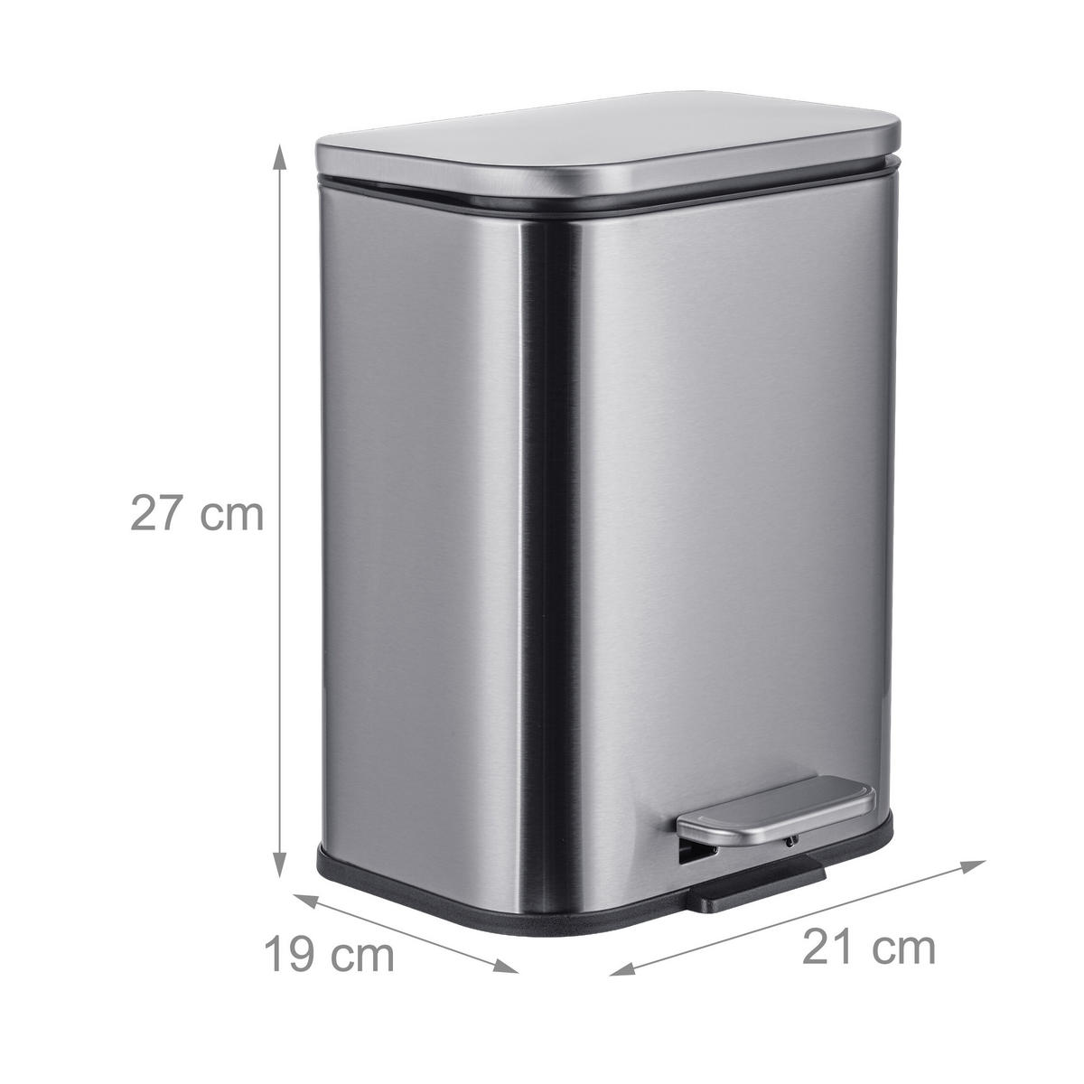 MÜLLEIMER 5l - Silberfarben, Kunststoff/Metall (21/27/19cm) - Relaxdays