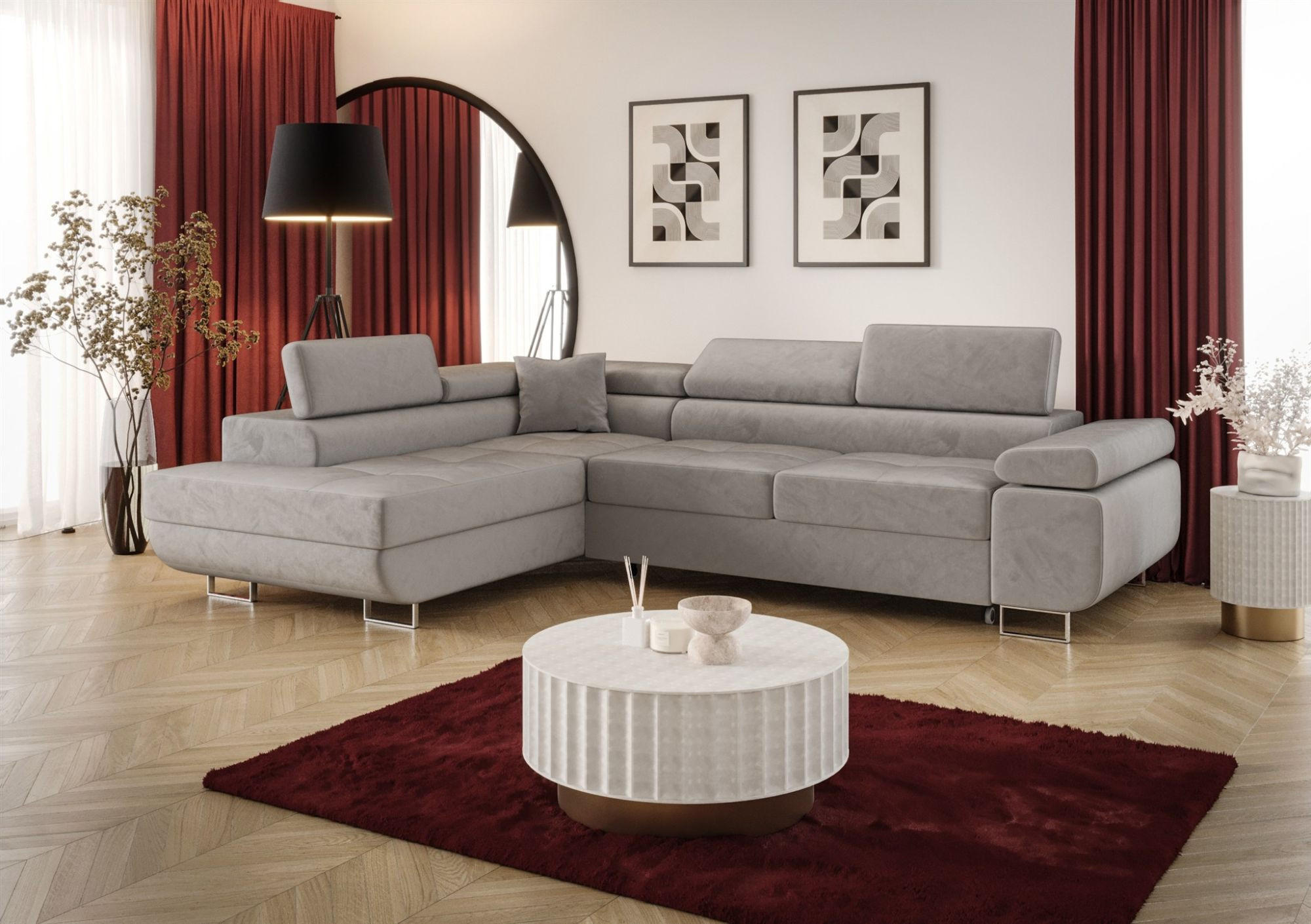 ECKSOFA Monaro Mit Schlaffunktion - Hellgrau, Holzwerkstoff/Textil (275/202cm) - Fun Möbel