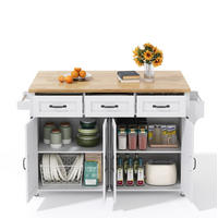 KÜCHENINSEL 140/43/90,5 cm Weiß/Natur aus MDF mit Klappplatte - Weiß, Holzwerkstoff (140/90.5/70cm) - OKWISH