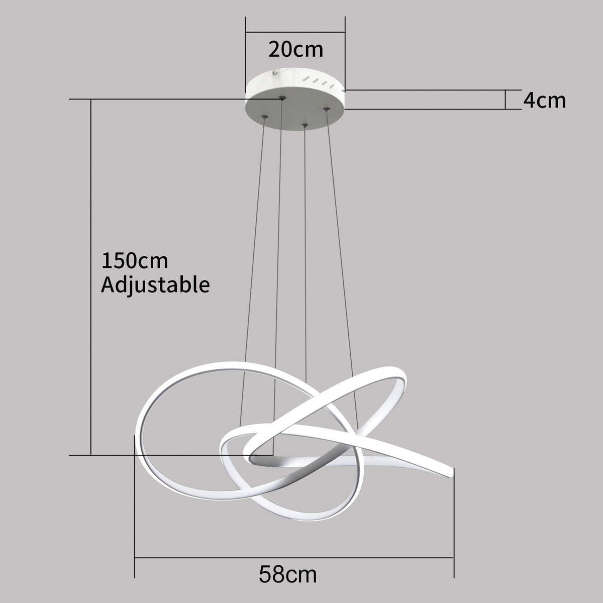 HÄNGELEUCHTE Zephyr 53/53/16 cm - Weiß, Metall (53/53/16cm) - Nettlife