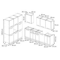 KÜCHENZEILE Fame-Line, Anthrazit Hochglanz/Anthrazit, 460 cm ohne Arbeitsplatte - Schwarz Hochglanz/Anthrazit, Holzwerkstoff (460/206.8/51.6cm) - Vicco