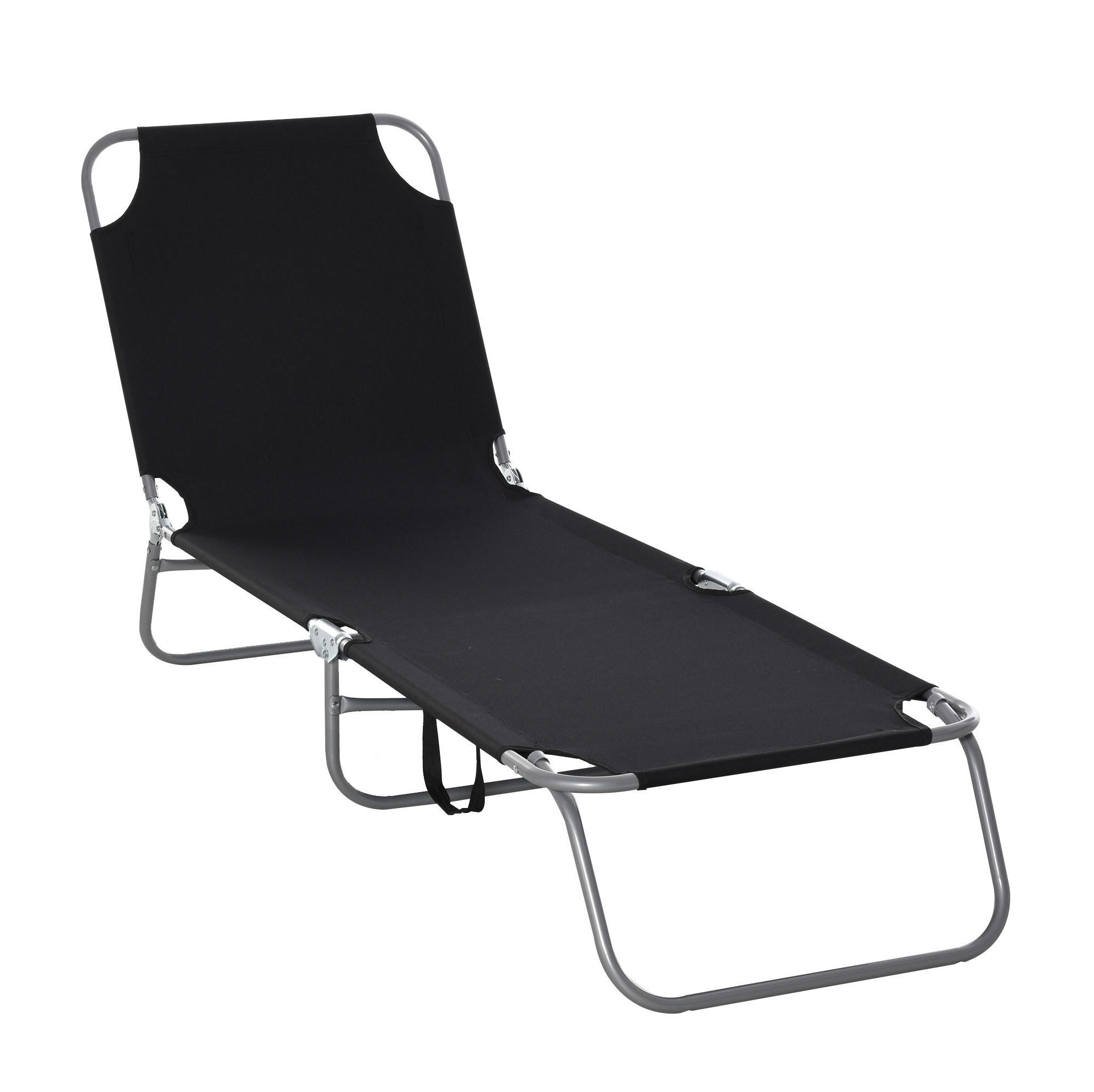SONNENLIEGE aus Polyester 187x55x24 cm in Schwarz mit verstellbarer Rückenlehne - Schwarz, Metall (55/24/187cm) - Modfu