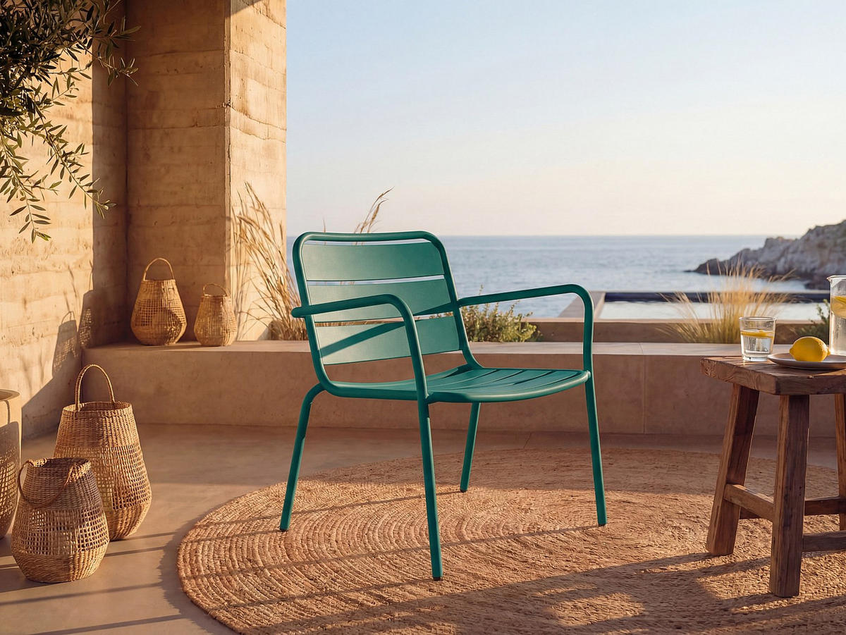 GARTENSESSEL - 1 Person-Sitzer - Metall - Blaugrün - - Opal, Metall (60/71.5/67.5cm) - Vente-Unique