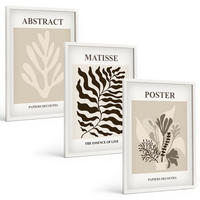 BILDER SET 3er Set - 40x60 cm Weißer Rahmen - Beige-braune Pflanzenmuster - Weiß, Kunststoff (40/60cm) - TULUP