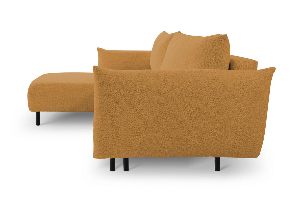 ECKSOFA ADEL mit Schlaffunktion und Bettkasten, L-förm, Metallbeine, verstellbar lose Rückenkissen, freistehend, LINKS, 171x257x90 cm, Gold - Goldfarben, Holz/Textil (171/257cm) - DomoHome