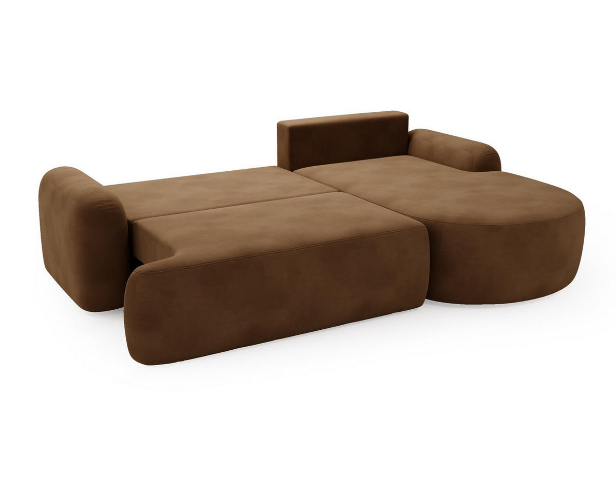 ECKSOFA Cloudy Braun, Sofa aus Velourstoff mit Kissen, rechte seite - Braun, Holzwerkstoff/Textil (261/177cm) - Bettso