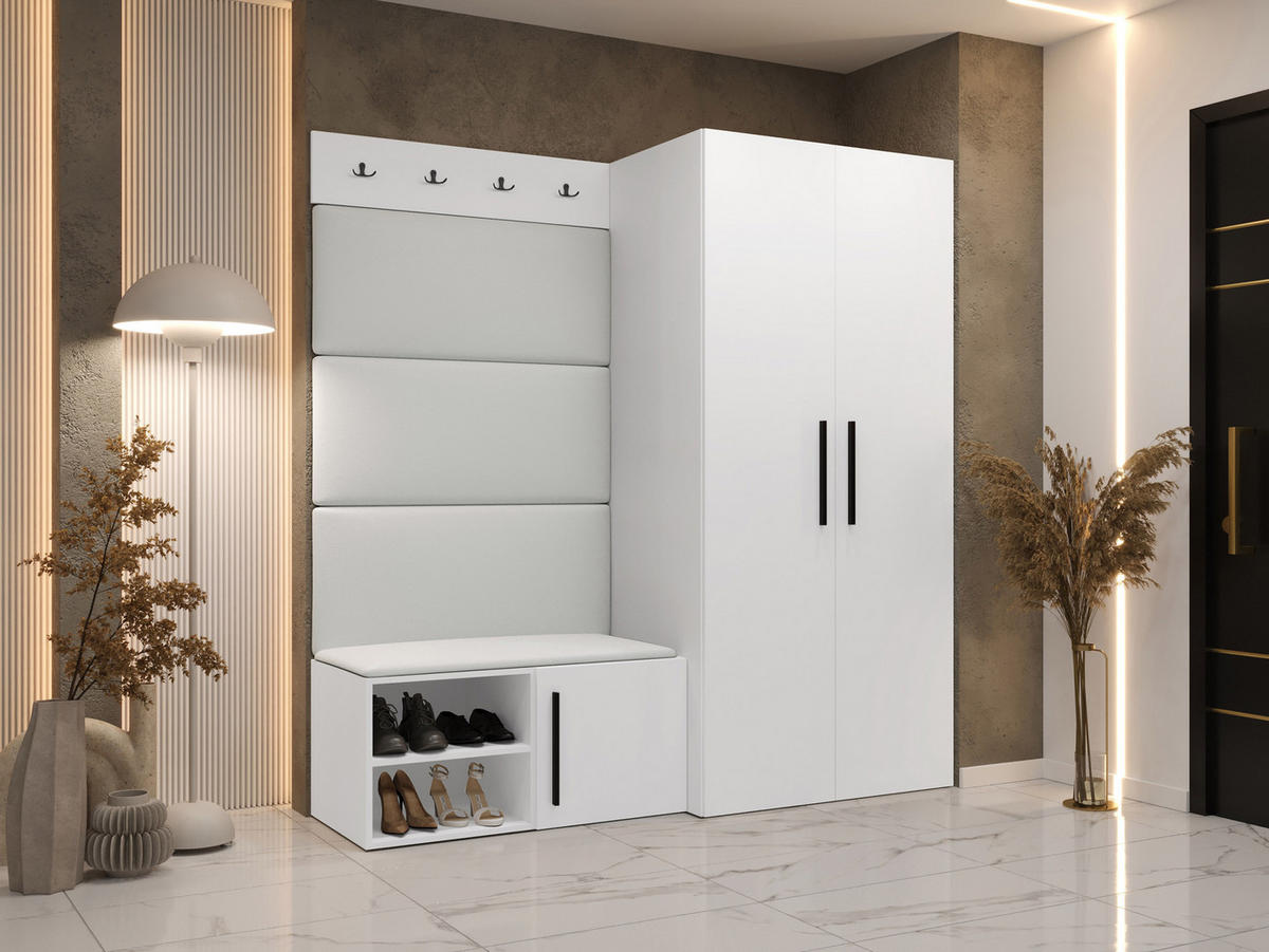 GARDEROBEN-SET Medi I - Schwarz/Weiß, Holzwerkstoff/Kunststoff (80/191/50cm) - MIRJAN24