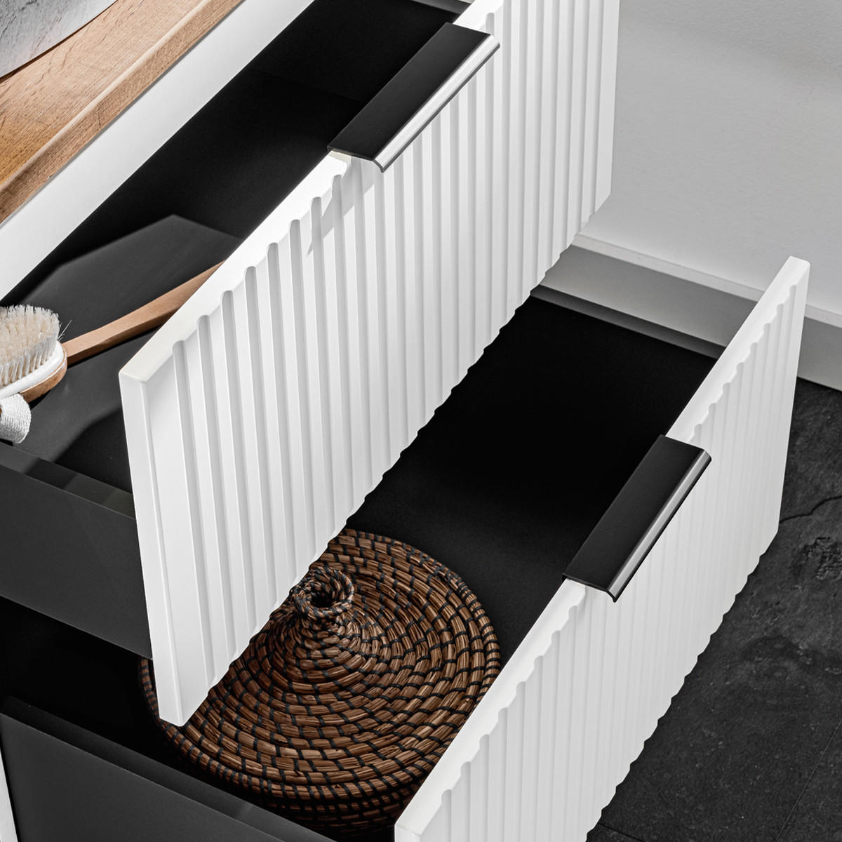 BADMÖBEL Adriel 2er-Set Weiß - Weiß, Holzwerkstoff (120.8/59/46cm) - Petits-meubles