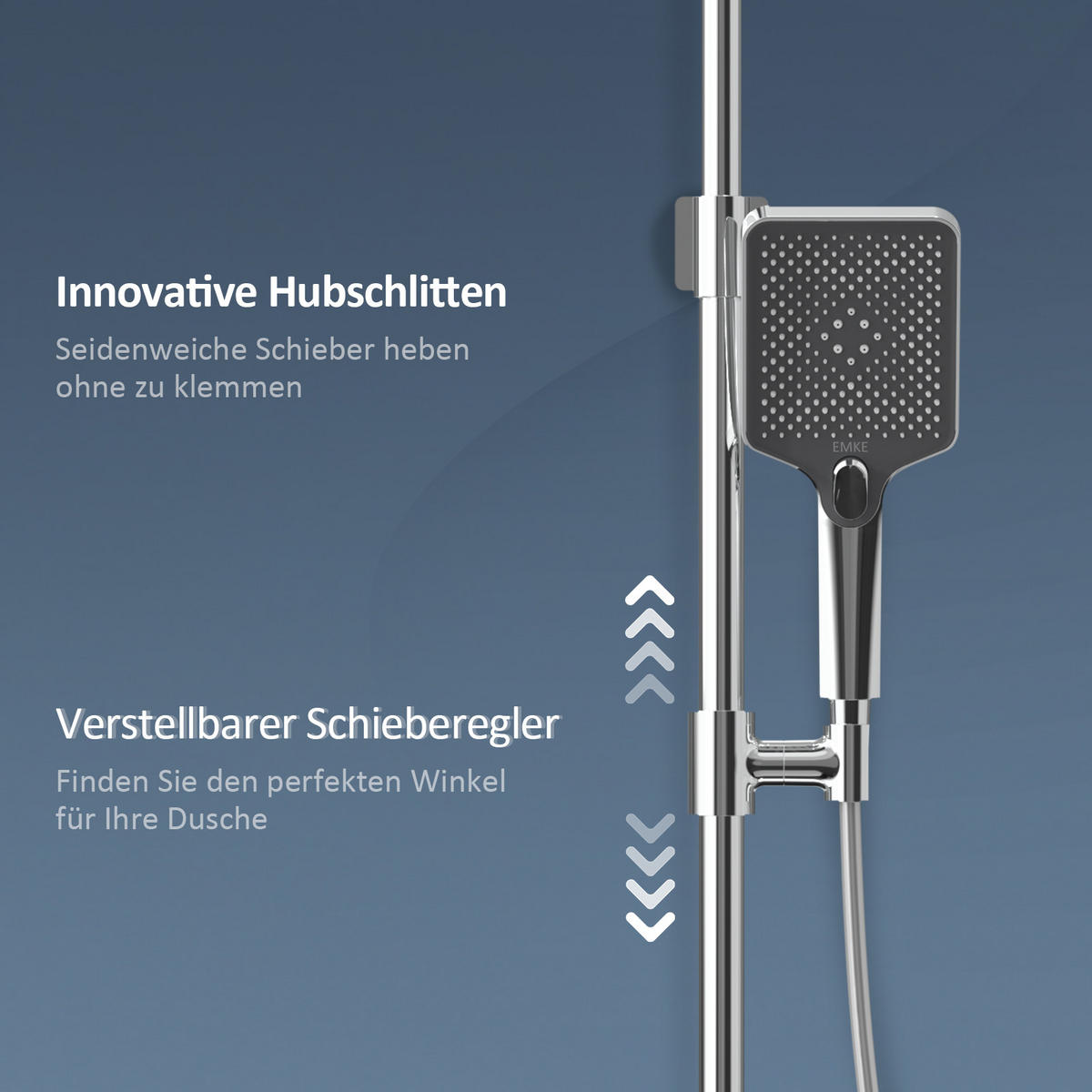 ÜBERKOPFBRAUSESET mit Armatur Thermostat und Ablage Chrom - Chromfarben, Metall (36/106.6/48.7cm) - EMKE