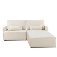 2-SITZER-SOFA Chaiselongue bezogen Bouclé und Kiefernholz Schneeweiß LEA - Weiß, Textil (188/87/90cm) - RNT By Really Nice Things