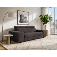 2,5-SITZER Vaasa Flachgewebe Grau klappb. Kopfstützen 198/100/81 cm - Anthrazit, Kunststoff/Textil (198/81/70cm) - foamnova