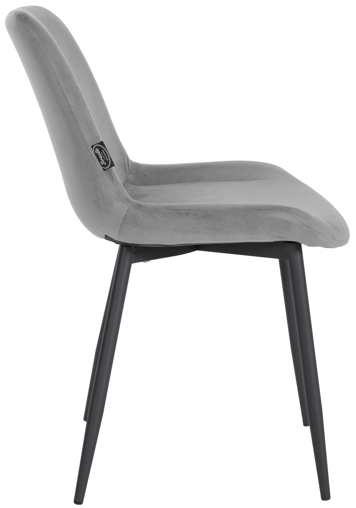 STUHL Samt grau - Schwarz/Grau, Textil/Metall (51/80/60cm) - CLP