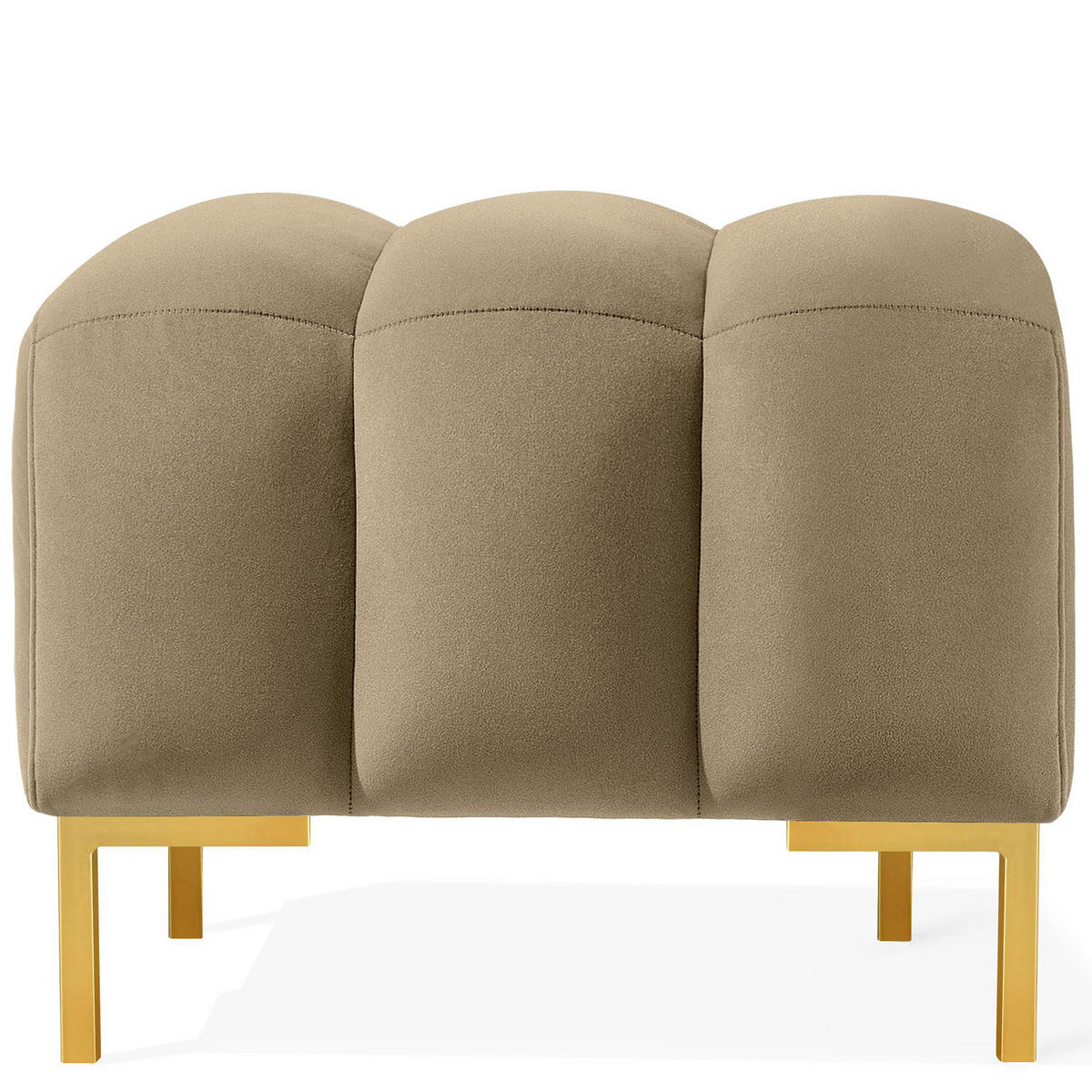 SITZHOCKER Polsterhocker PECCO, Veloursstoff - Beige/Goldfarben, Holz/Textil (60/50/50cm) - KONSIMO®
