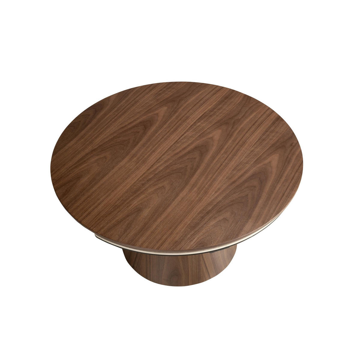 COUCHTISCH Ausziehbarer runder aus Nussbaumholz und Feinsteinzeug Ø80/43 cm - Sandfarben/Titanfarben, Holz/Keramik (80/80/43cm) - ANGEL CERDA