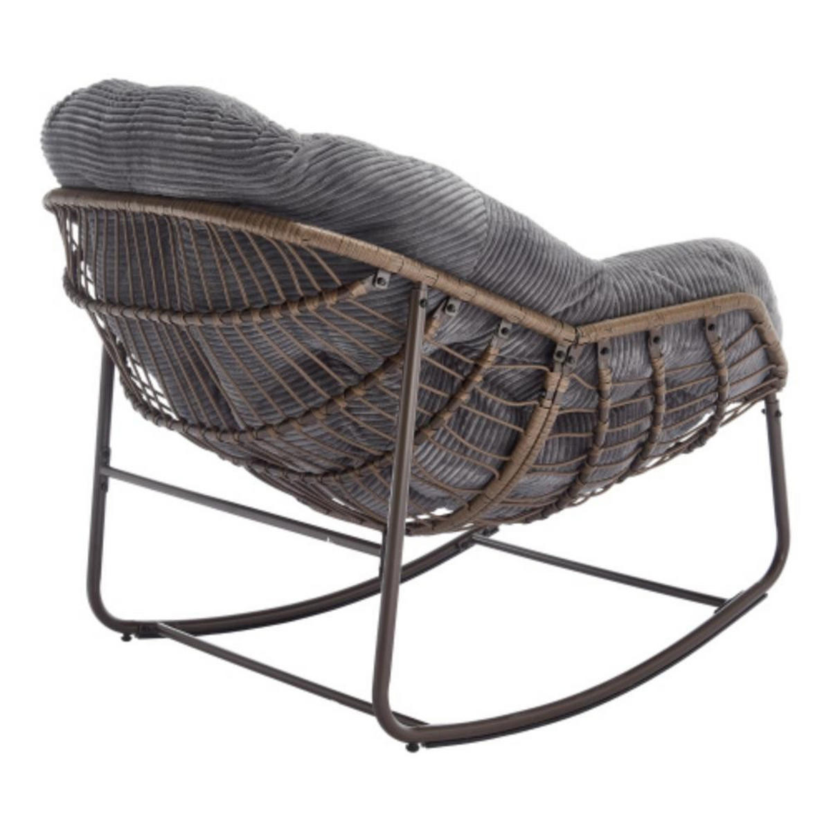 SCHAUKELSTUHL Schaukelsessel,Rattanstuhl mit Stahlrahmen,Dunekelgrau-Cord - Dunkelgrau, Metall (94.5/80/111cm) - LVHOM