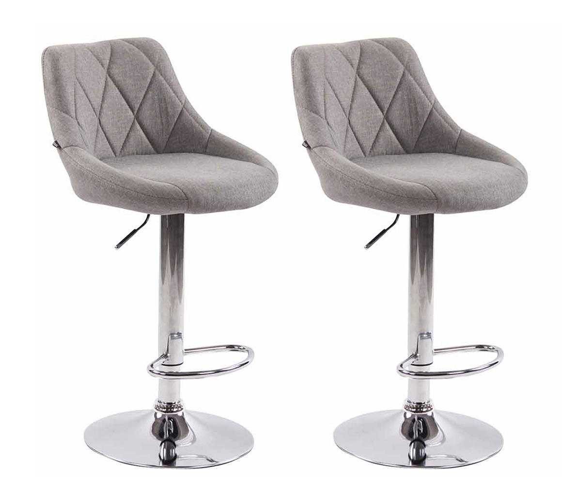 BARHOCKER 2er Set Stoff grau - Chromfarben/Grau, Textil/Metall (46/83/49cm) - CLP