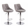BARHOCKER 2er Set Stoff grau - Chromfarben/Grau, Textil/Metall (46/83/49cm) - CLP