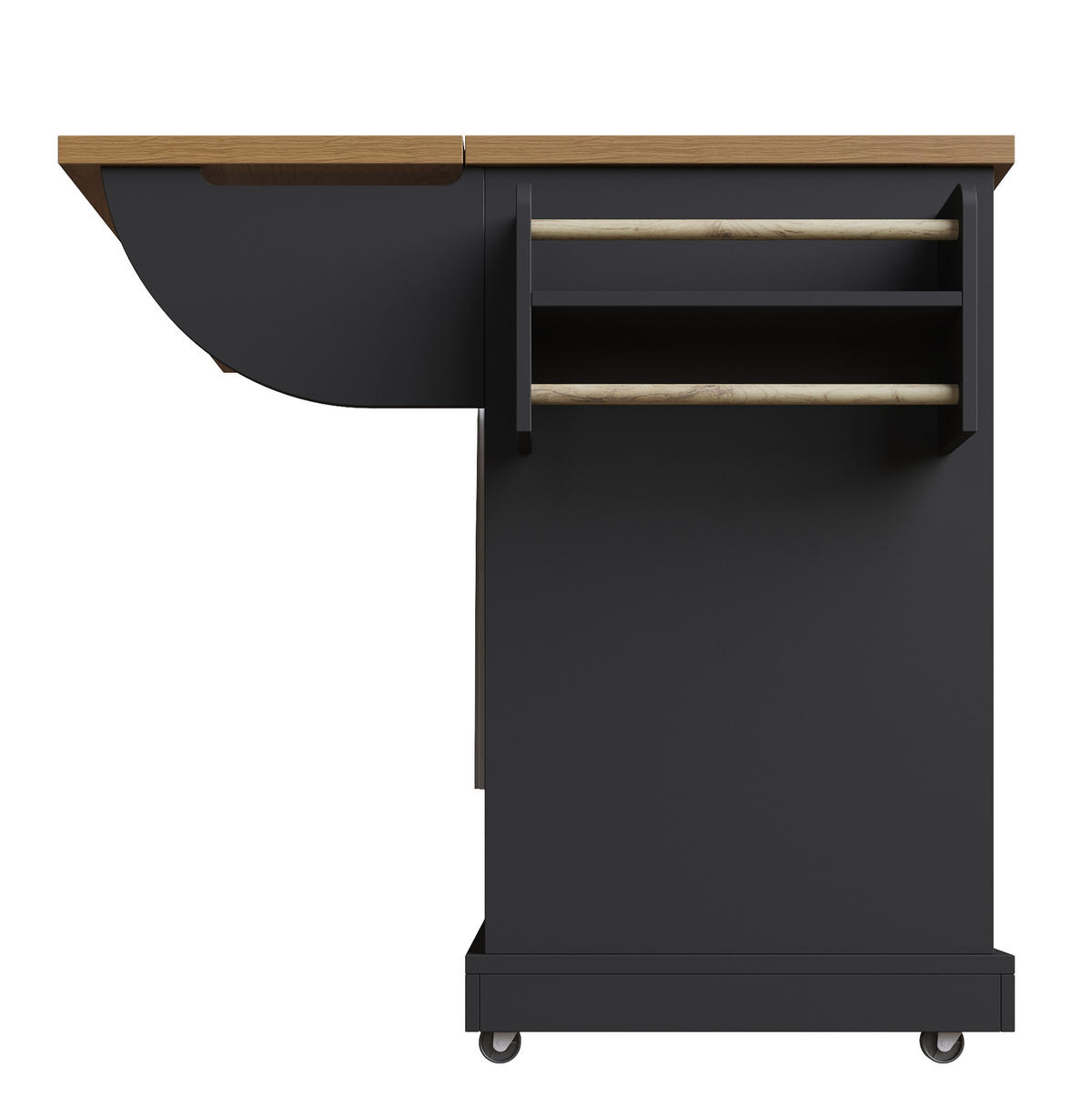 KÜCHENINSEL klappbar 147 x 70 x 93 cm Schwarz - Schwarz, Metall (70/93/147cm) - Beauniv