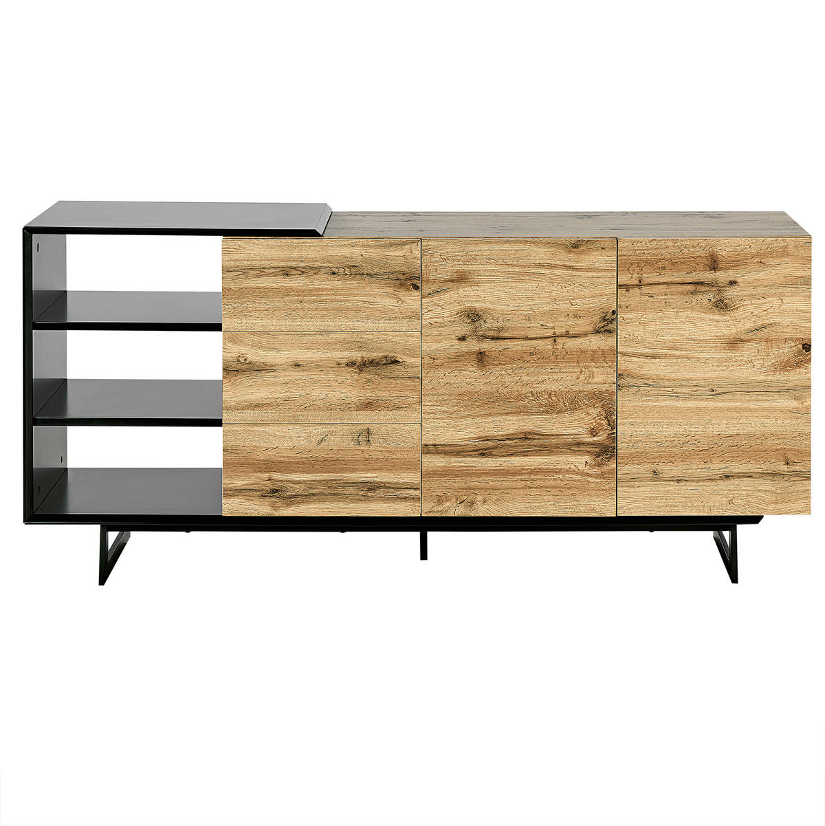 SIDEBOARD se 2 dveřmi Hnědý/Černý Fiora - hnědá, kompozitní dřevo (160/75/40cm) - Beliani