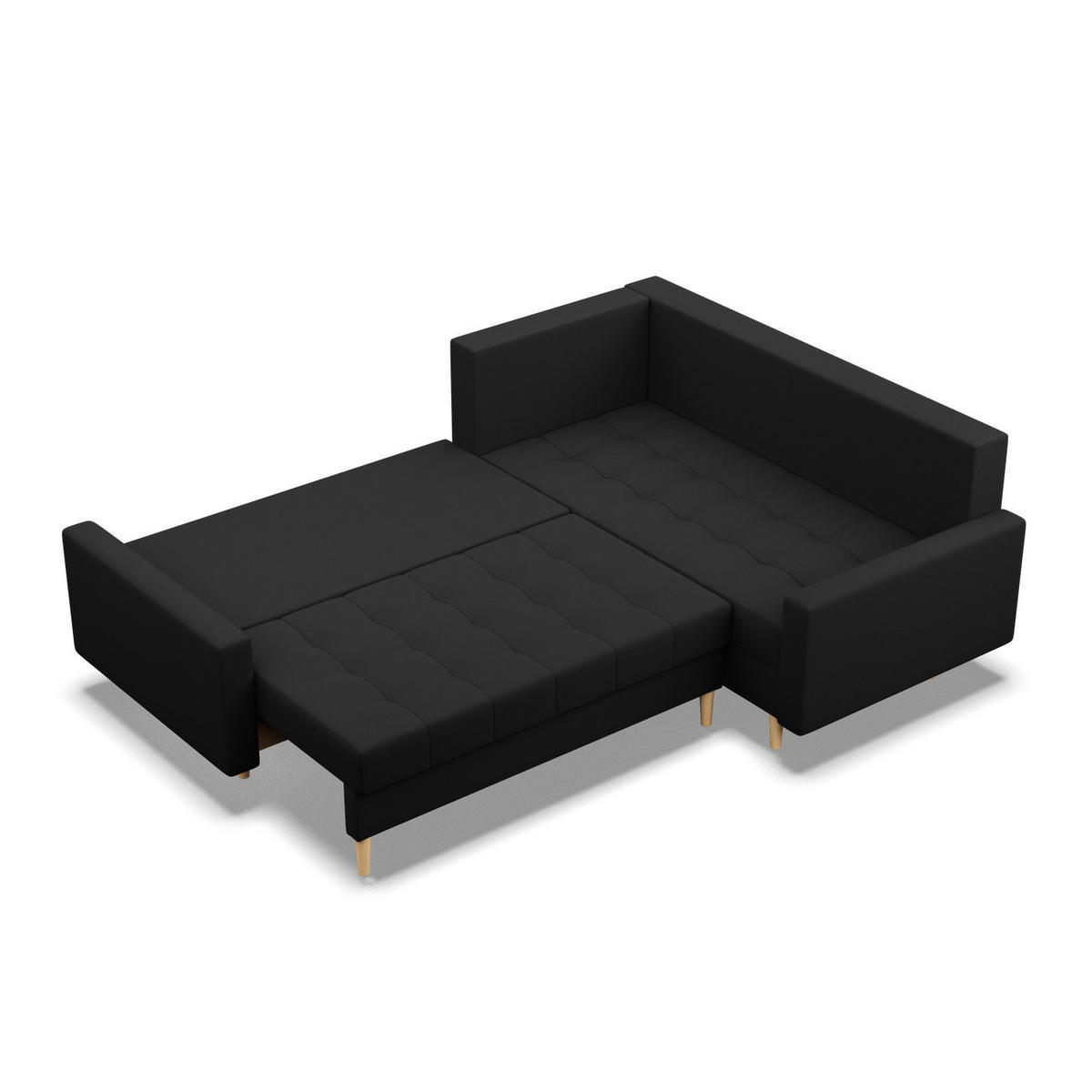 ECKSOFA RECHTS MIT SCHLAFFUNKTION ELMA, Schwarz - Schwarz, Textil (223/172cm) - Mebligo