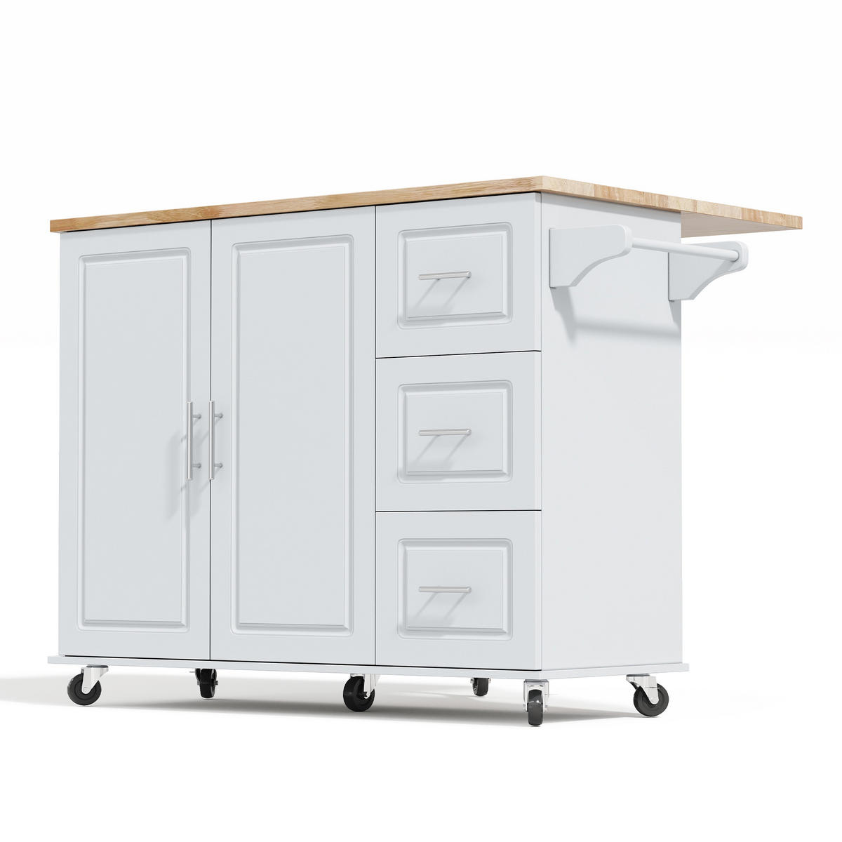 KÜCHENINSEL 137/43/92 cm Grau mit 3 Schubladen und klappbare Arbeitsplatte - Grau, Holz/Holzwerkstoff (43/92/137cm) - Oxeza