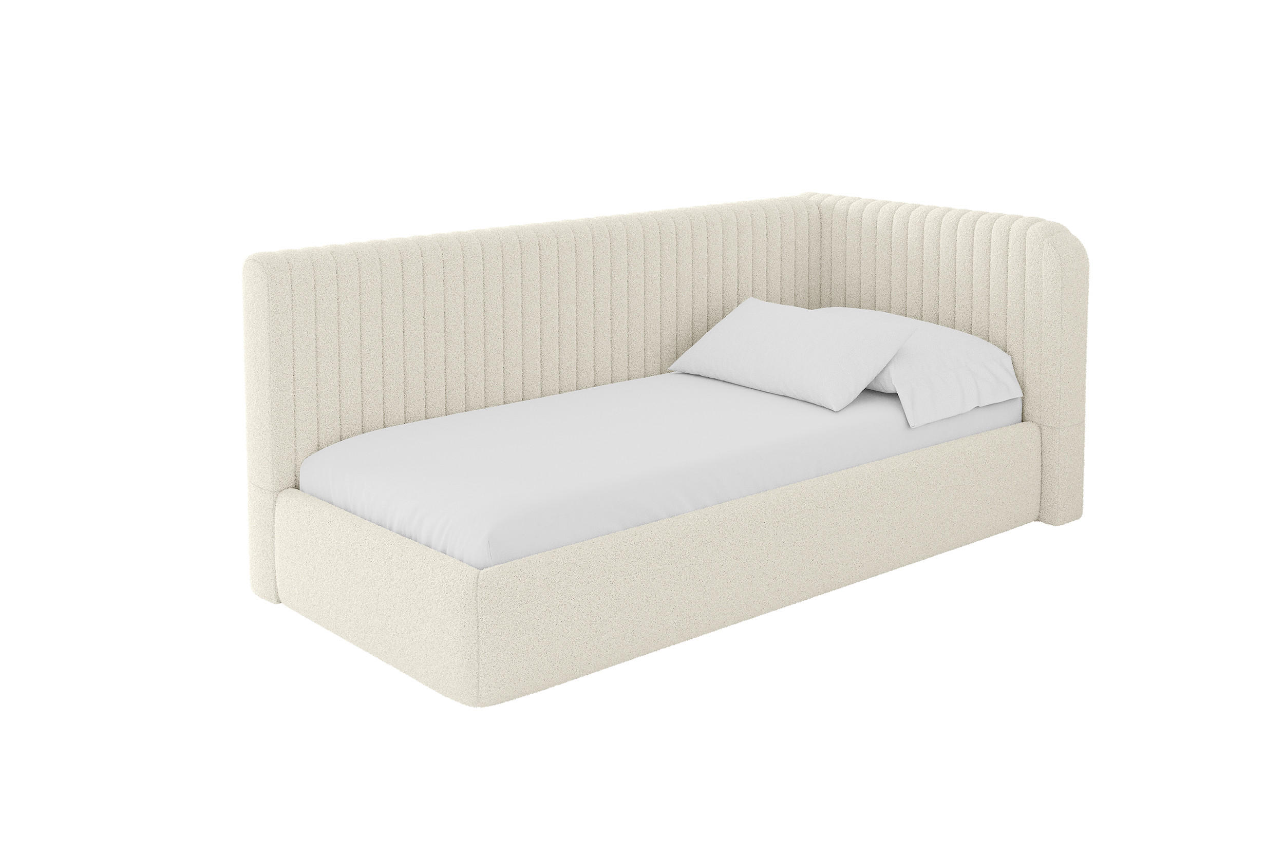 EINZELLBETT Jugendbett mit Bettkasten und Matratze H3/H4, Links - AURY 100x200 Beige - Champagner, Holzwerkstoff/Textil (100/200cm) - ALTDECOR