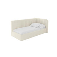 EINZELLBETT Jugendbett mit Bettkasten, Links - AURY 100x200 Beige - Champagner, Holzwerkstoff/Textil (100/200cm) - ALTDECOR