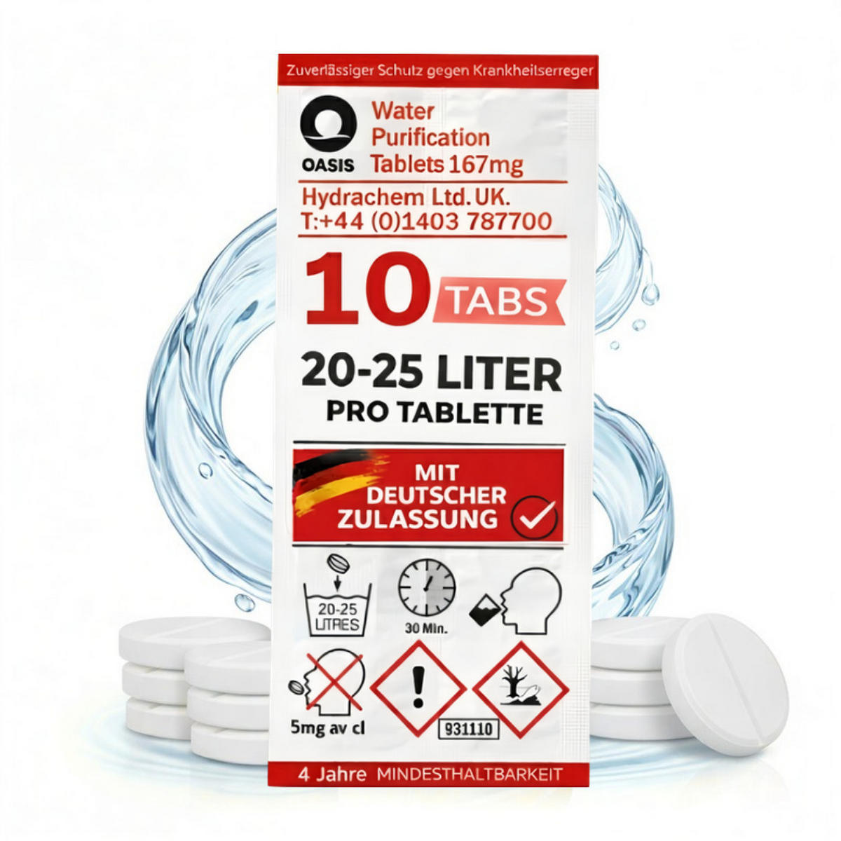 WASSERAUFBEREITUNGSTABLETTEN 10 Stk inkl. 10L Faltkanister Camping Outdoor Trinkwasserv - Transparent, Kunststoff (20/25/8cm) - JUNG