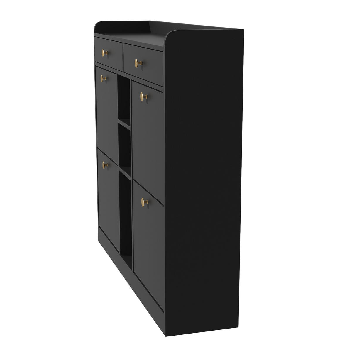 SCHUHSCHRANK aus Spanplatte 110x26x100cm in Schwarz mit Klappentüren - Schwarz, Holzwerkstoff (110/100/26cm) - Modfu