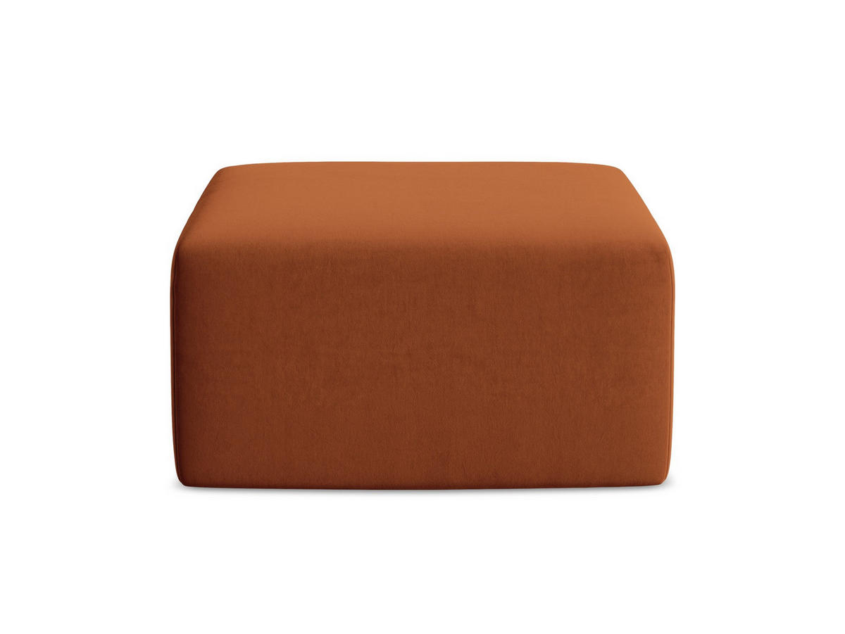 POUF Samt Stoff Orange - Terracotta/Schwarz, Holzwerkstoff/Kunststoff (75/37/75cm) - Makamii