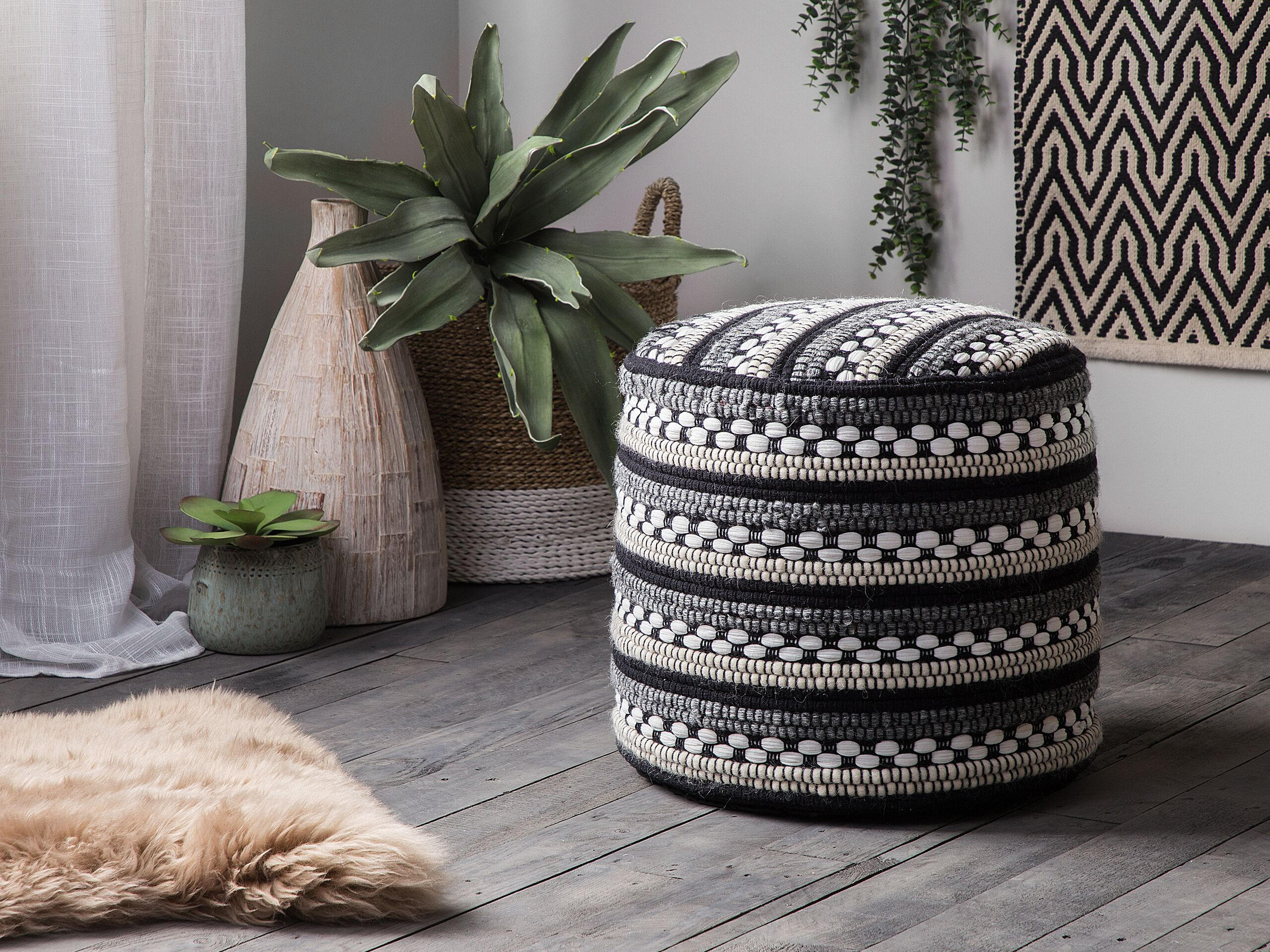 POUF Guntur 41/41/41 cm - Weiß, Naturmaterialien/Textil (41/41/41cm) - Beliani